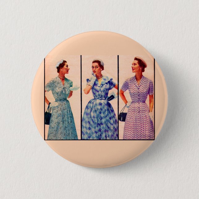 drei 1953 Kleider - Vintage Kleidung Button (Vorderseite)