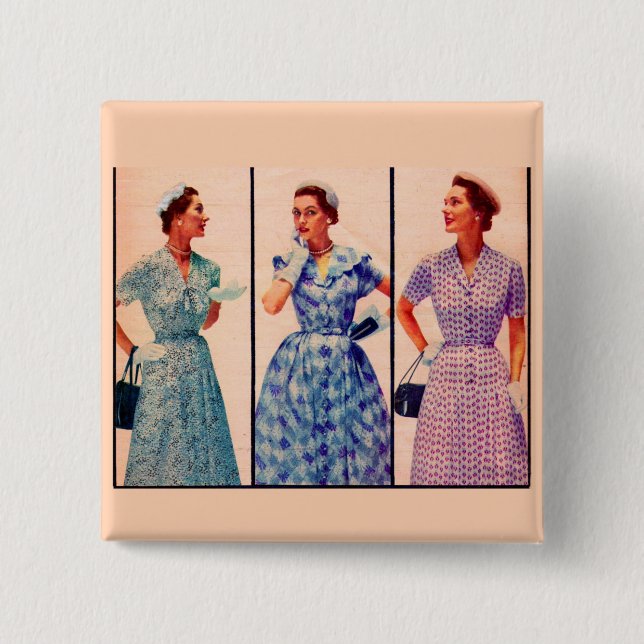 drei 1953 Kleider - Vintage Kleidung Button (Vorderseite)