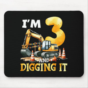 Drei 3 Jahre 3. Geburtstag Baustellenjunge 3 Jahre Mousepad