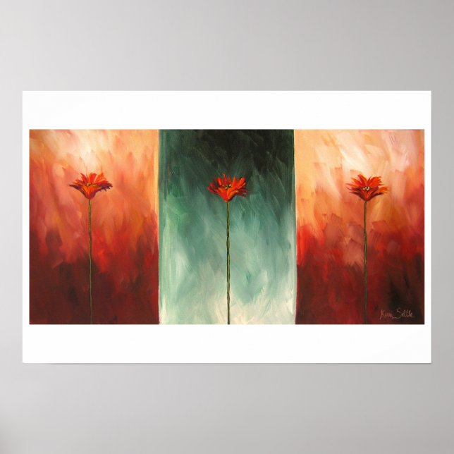 Drei Abstrakte Poppies Poster (Vorne)
