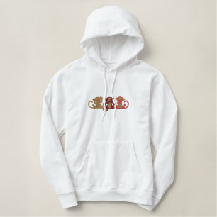 Drei Affen Bestickter Hoodie