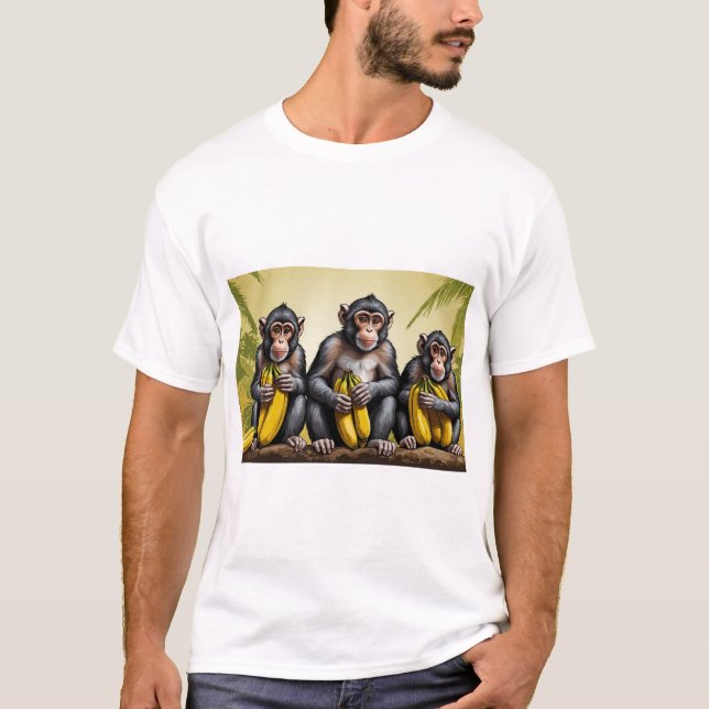 Drei Affen, die einen Banana-T - Shirt halten (Vorderseite)
