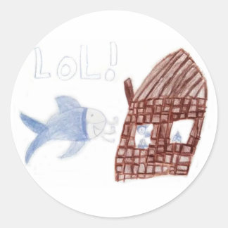 Drei Alberne Fische - Kinder Zeichnend Fische Runder Aufkleber