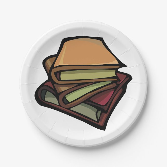 Drei alte Bücher zusammengesteckt Pappteller (Vorderseite)