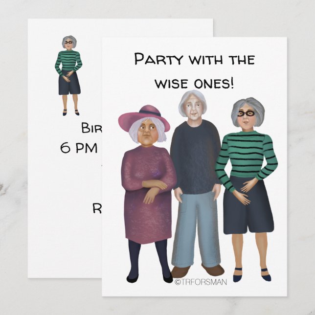 Drei ältere Frauen, gemalt von ©️ TRFORSMAN Party Einladung (Vorne/Hinten)