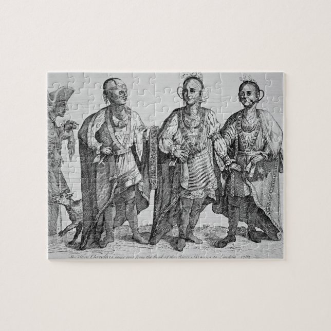 Drei amerikanische Cherokee Leiter, 1762 (Stich) (Horizontal)