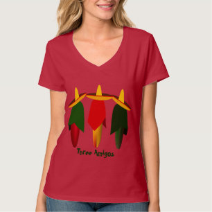 Drei Amigo Hot Paprikaschoten Ladys Red T - Shirt