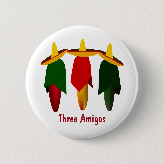 Drei Amigos-Hot-Paprikaschoten Button (Vorderseite)