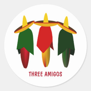 Drei Amigos-Hot-Paprikaschoten Runder Aufkleber