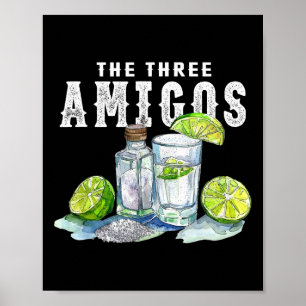Drei Amigos Limones Salz Tequila Funny Cinco De Poster