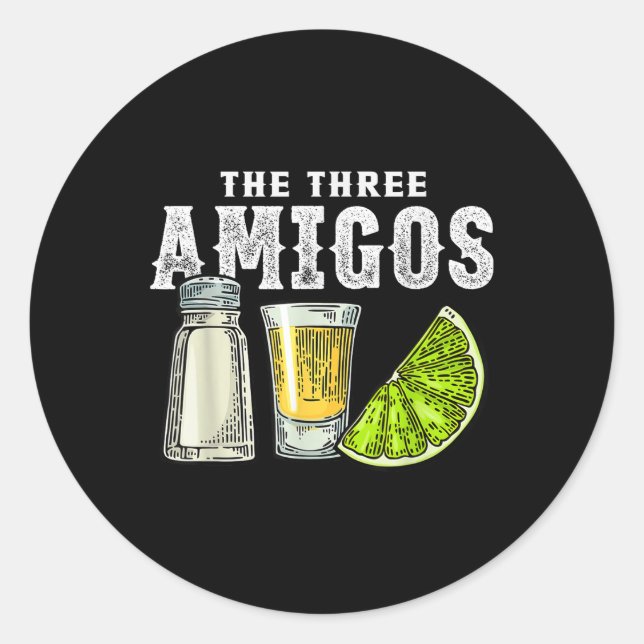 Drei Amigos Limones Salz Tequila Funny Cinco De Runder Aufkleber (Vorderseite)