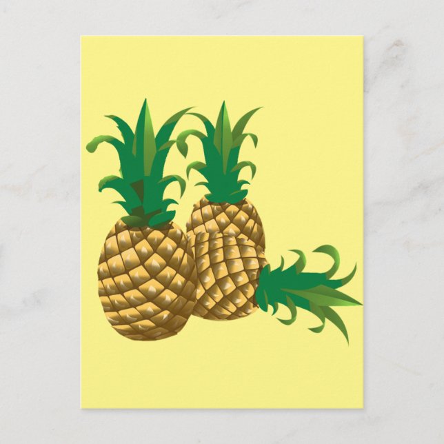 drei Ananas Obst Postkarte (Vorderseite)