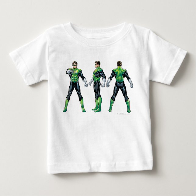 Drei Ansichten der grünen Laterne Baby T-shirt (Vorderseite)