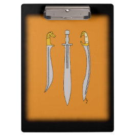Drei antike griechische Schwerter Klemmbrett