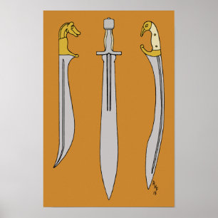 Drei antike griechische Schwerter Poster