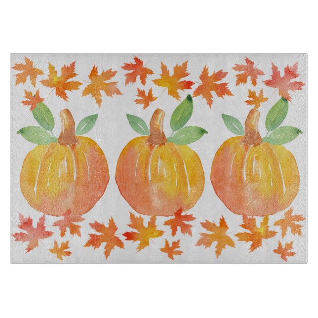 Drei Aquarellpumpen & Ahorn Blätter Garland Schneidebrett (Vorderseite)