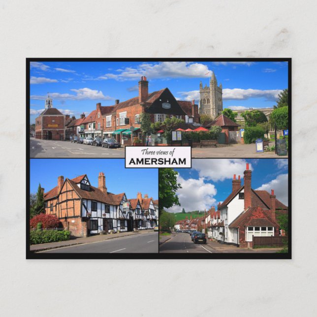 Drei Ausblicke auf die Altstadt von Amersham Postk Postkarte (Vorderseite)