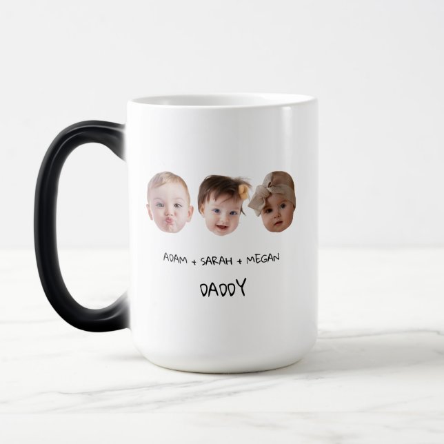 Drei-Baby-Gesichtsgeschenke für Großvater, Großmut Verwandlungstasse (Links)