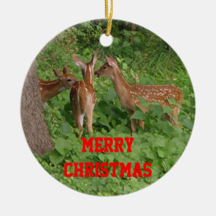 Drei Baby-Rotwild-Weihnachtsverzierung FERTIGEN Keramikornament