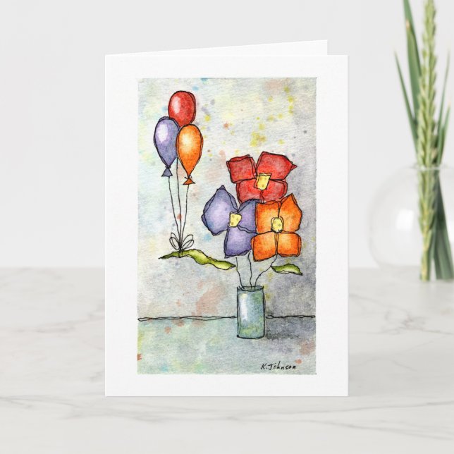 Drei-Balonfarben-Blume-Grußkarte Karte (Vorderseite)