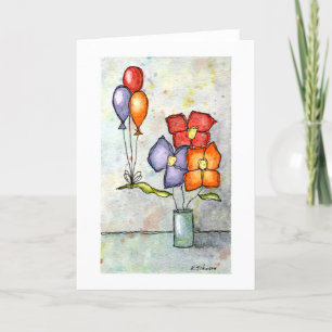 Drei-Balonfarben-Blume-Grußkarte Karte