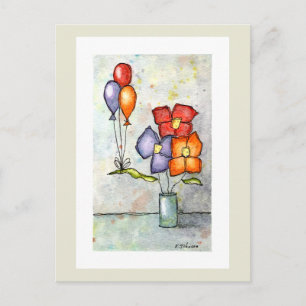Drei Balonfarben-Blume-Postkarte Postkarte