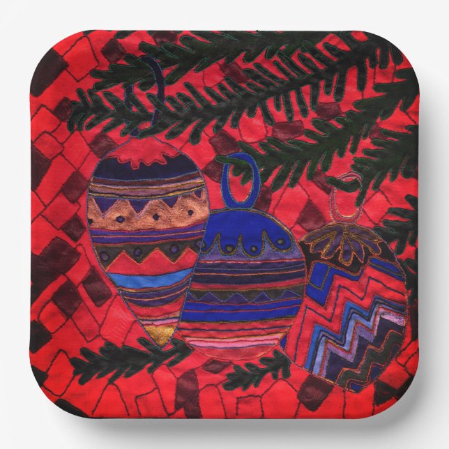 Drei Baubles Pappteller (Vorderseite)