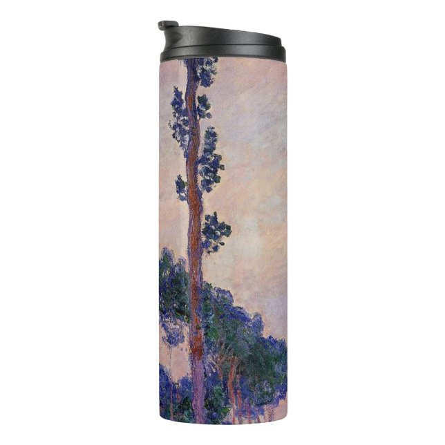 Drei Bäume im grauen Wetter, Claude Monet Thermosbecher (Nach rechts gedreht)