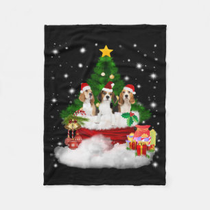 Drei Beagle Weihnachtsmann mit Weihnachtsbaum Fleecedecke