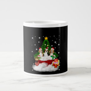 Drei Beagle Weihnachtsmann mit Weihnachtsbaum Jumbo-Tasse