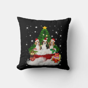Drei Beagle Weihnachtsmann mit Weihnachtsbaum Kissen