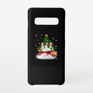 Drei Beagle Weihnachtsmann mit Weihnachtsbaum Samsung Galaxy S10 Hülle