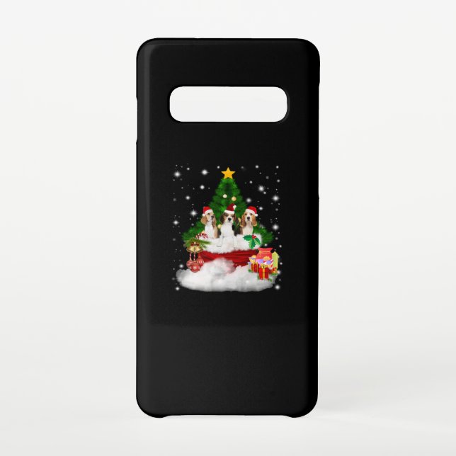 Drei Beagle Weihnachtsmann mit Weihnachtsbaum Samsung Galaxy Hülle (Rückseite)