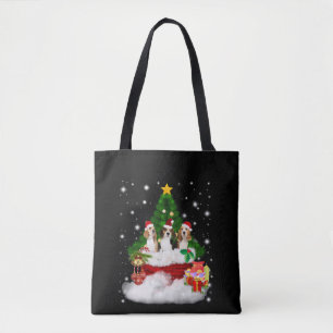 Drei Beagle Weihnachtsmann mit Weihnachtsbaum Tasche