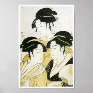 Drei Beauties, Utamaro, 1790er Poster