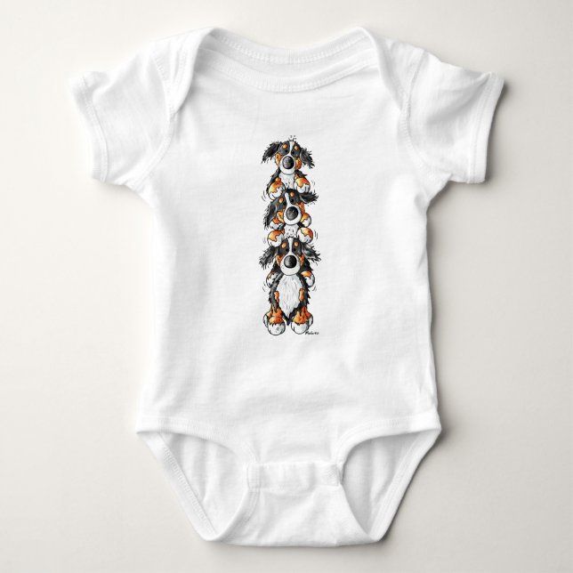 Drei Bernese GebirgshundeCartoon Baby Strampler (Vorderseite)