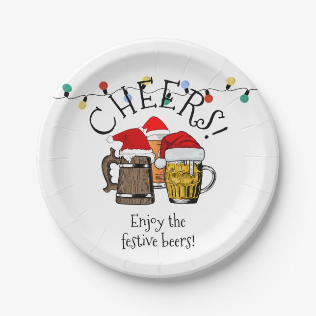 DREI BIERS CHEERS Weihnachten Pappteller (Vorderseite)