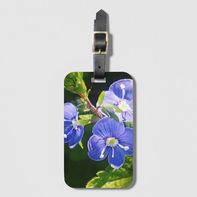 Drei blaue Blumen Gepäckanhänger (Vorderseite Vertikal)