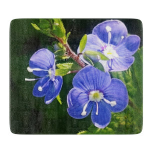 Drei blaue Blumen Schneidebrett