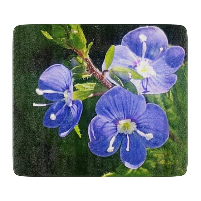 Drei blaue Blumen Schneidebrett (Vorderseite)