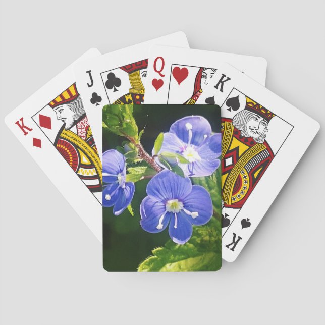 Drei blaue Blumen Spielkarten (Rückseite)