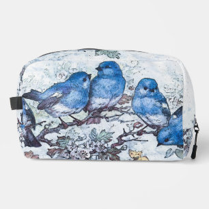 Drei Bluebirds auf Kirschblossom Waschbeutel