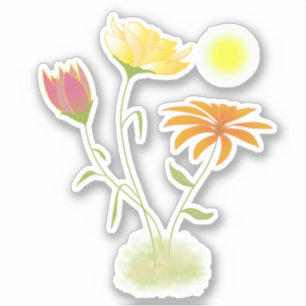 Drei Blume in der Sonne - durchsichtiger Schnitt. Aufkleber