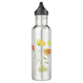 Drei Blume in der Sonne - transparent. Edelstahlflasche