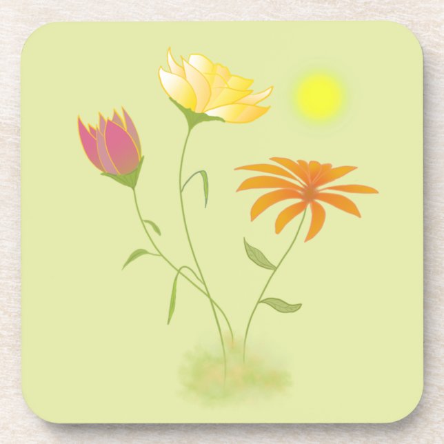 Drei Blume in der Sonne - transparent. Getränkeuntersetzer (Vorderseite)
