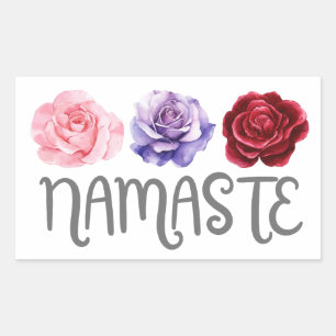 Drei Blume Namaste Rechteckiger Aufkleber