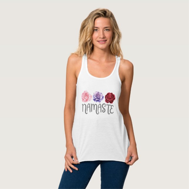 Drei Blume Namaste Tank Top (Vorderseite Vollansicht)