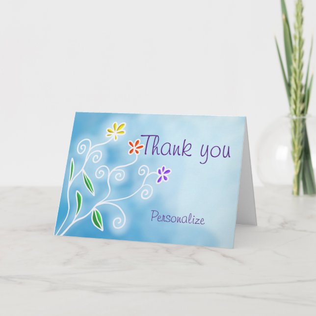 Drei Blume Vielen Dank - Persönliche Nachricht Karte (Vorderseite)