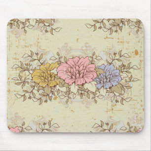 Drei Blumen, Vintage Landblumen Mousepad