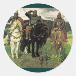 Drei Bogatyrs (1898) von Viktor Vasnetsov Druck Runder Aufkleber